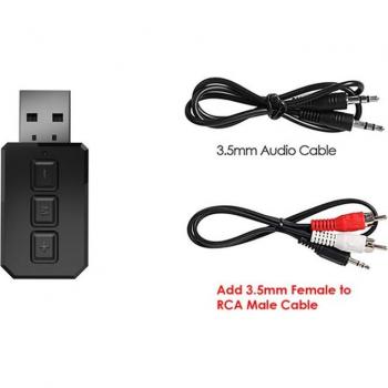 Wireless Bluetooth 5.0 USB Dongle + Mic – Compact Receiver/Transmitter for Cars, PCs, Laptops, Televisions, Headsets