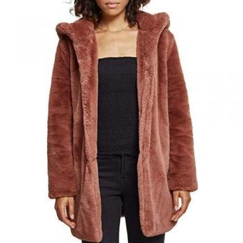 Urban Classics Hooded Teddy Coat Dark Rose Women's Small