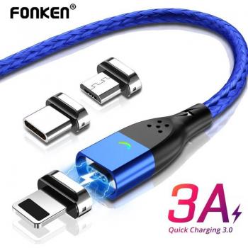 Red FONKEN Magnetic USB Type‑C to Micro‑USB Fast Charging Cable, 2m