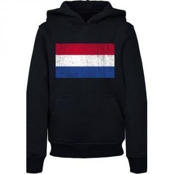 F4NT4STIC Mädchen Hoodie Netherlands Flagge distressed schwarz