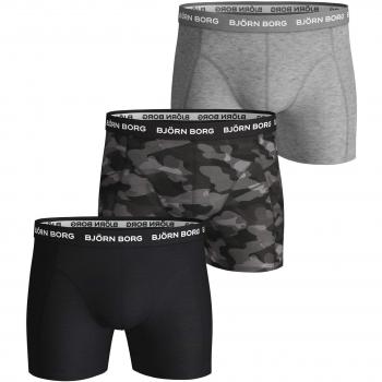Bjorn Borg Men's Camo & Solid Boxer Trunks 3-Pack (Black/Khaki/Grey, size 32/30/31, black/grey)