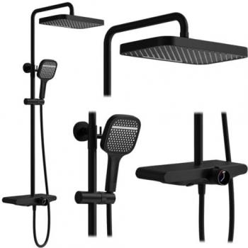 Conjunto de ducha REA Bari Black: Sistema completo para baño elegante