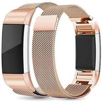 Alinsea kompatibel Charge 3 Armband, Metall Armband, Premium Edelstahl Sport Mit Metall einzigartiger Magnet Schnalle Lock Uhrband kompatibel Charge3 Armbänder (L, Roségold)