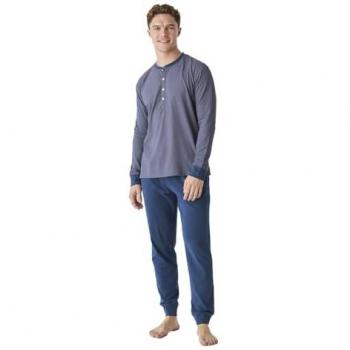 J&J Brothers Pyjama für Herren JJB12 in Blau XL