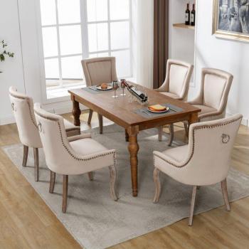 Sedie Imbottite Wishdor Set 6 Beige con Borchie