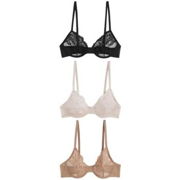 Soutiens-gorge en dentelle Next 3-pack noir/nude/crème