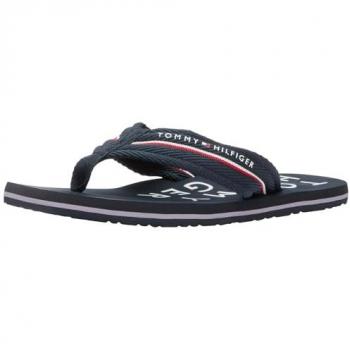 Tommy Hilfiger Zehentrenner Web Beach Sandal FM0FM05340 Dunkelblau 40 Herren