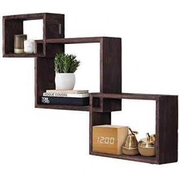 Farmhouse Style Wall Shelving Unit, Rustic Square Tier Floating Shelves, Set of 3 with Screws & Anchors