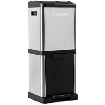 Klarstein Ecosystème² Tri Sélectif Poubelle Pédale – 45 L (3×15 L) – acier inoxydable argent