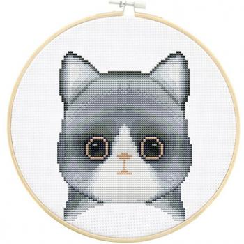 Kit Completo de Bordado Gato – Estilo Cartoon