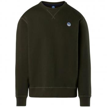 Felpa girocollo North Sails con logo patch verde foresta M