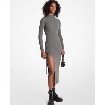 Michael Kors Wool‑Bend Midi Dress (Gray) – XL
