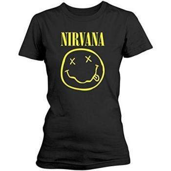 Nirvana Women's Black Grunge Smile T-Shirt