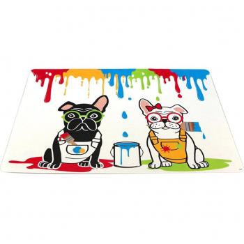 Mehrfarbiger Bulldog‑Tischset von Les Trésors de Lily – R6770 (43 × 28 cm)