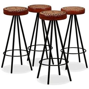 vidaXL Bar Stools 4 pcs Real Leather