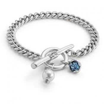 Pulsera UNO de 50 con perla y cristal azul