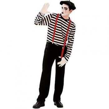 Elegant Male Mime Garment – Multicolored Shirt + Suspenders