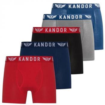 NatureSoft Men’s Bamboo Boxers – 5 Pack, Size M (Blue/Red)