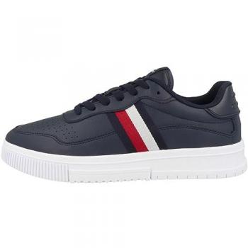 Tommy Hilfiger Blaue Leder Sneakers mit Streifen FM0FM04824 DW5 Größe 42