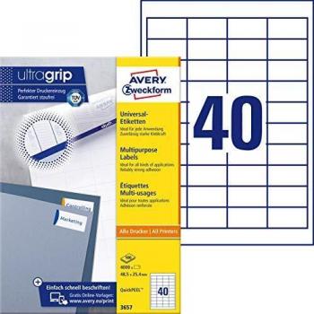 Laser & Inkjet Ready Avery 3657 White Labels – 48.5x25.4 mm