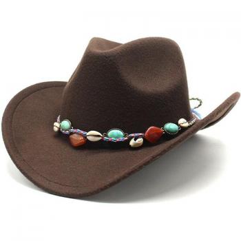 Chapeau Western unisexe avec bandeau en cuir, large bord, style Jazz Pop, Fedora en laine d'hiver, taille 56-58CM