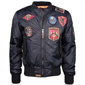 Bomberjacke TOP GUN im Pilotenstil mit Patches TG20191053 Gr. 50 (M), blau (navy), Herren, Obermaterial: 100% Nylon / Innenfutter: 100% Polyester / Strick: 100% Polyester / Futter: 100% Wattierung, Jacken