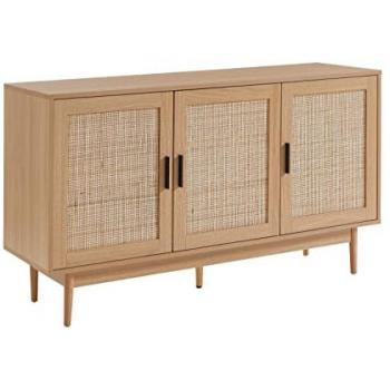 Buffet BAÏTA Amana 3 portes en chêne et cannage rotin