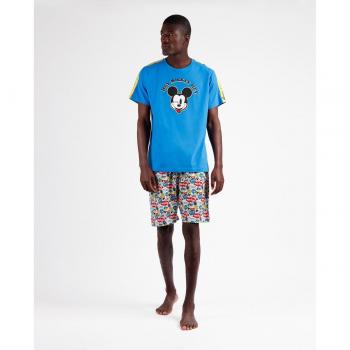 Disney Pigiama Blu Maniche Corte Hey Mickey L