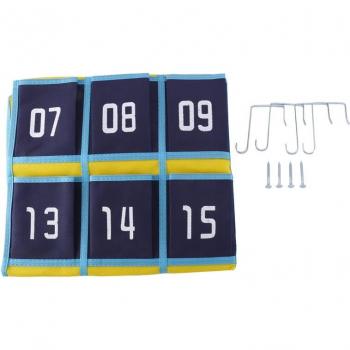 Blue Numbered Pocket Chart Organizer for Cell Phones and Calculators (30 Pockets)