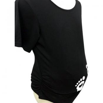 Short Sleeve Maternity T-Shirt for Pregnant Women with Footprint
