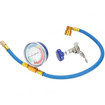 Système de charge R134A 60 cm : jauge + raccord métallique ½, soupape bleue