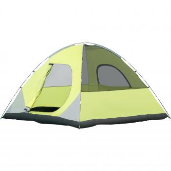 Tienda de Campaña Familiar 3 Personas UPF 30+ Impermeable hasta 1500 mm con Doble Capa Bolsillos y Bolsa de Transporte 300x300x185 cm Gris y Amarillo