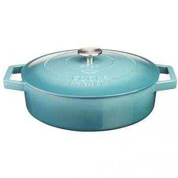 Teal 28cm Enamelled Cast Iron Casserole Dish