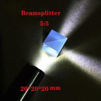 50% Reflect/Transmit Beamsplitter, K9 Material, Cube Shape Prism, Optical, Triangular, 20mm Sides