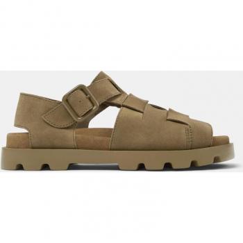 Camper Brutus: Sandalias planas negras de piel con hebilla y suela XL EXTRALIGHT de EVA
