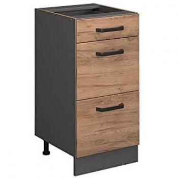 Meuble bas R-Line 40 cm en chêne doré avec surface en marbre