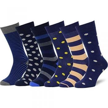 Easton Marlowe Kleidersocken Set – 6 Paar, Dunkle Marine mit Akzentfarben, EU 39‑42
