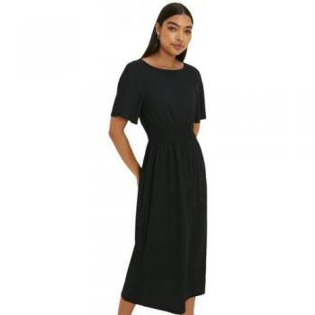 Robe Femme à Manches Courtes et Taille Froncée