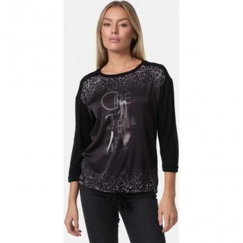 Damen-Decay Langarmshirt mit coolem Frontdesign – Braun (Schwarz/Braun), M
