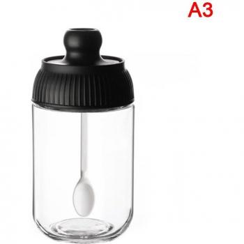 Récipient en verre 250ml pour condiments avec cuillère intégrée