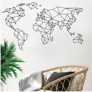 R3404 Black Origami World Map Sticker Pack – 50x70 cm