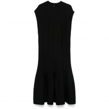 Alaïa Women's Black Ribbed Dress | Size M