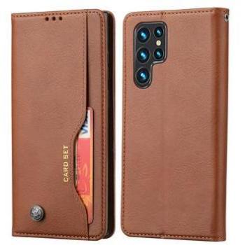 Samsung Galaxy S24 Ultra Brown Wallet Case with Card Set