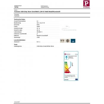 Paulmann USB Lichtstreifen 30cm Grün/Weiß 1,5W