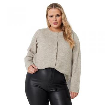 Yours Curve Cardigan in Braun mit natürlichen Knöpfen – Damen Plus Size