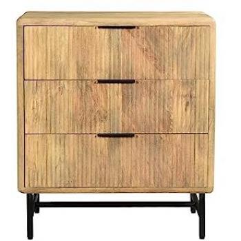 Comò 3 cassetti L70 cm in legno massello di mango e metallo nero MORISSON