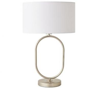 Antonia Oval Table Lamp with Drum Shade in Brushed Chrome