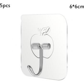 5pcs Clear Adhesive Hooks for Kitchen & Bathroom