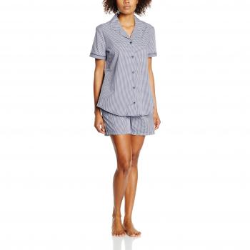Blauer Seidensticker Pyjama für Damen, kurz und bequem, Größe 46