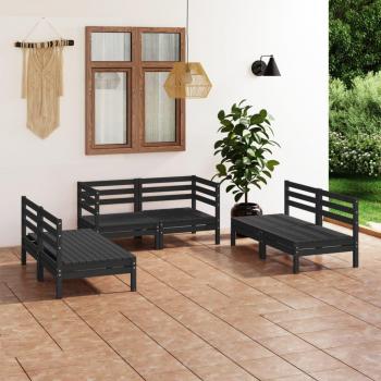 Vidaxl 6 Piece Patio Lounge Set Black Solid Pinewood